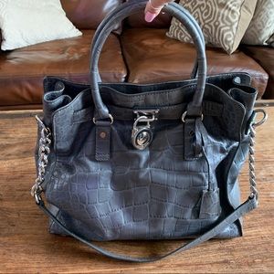 Michael Kors Large Hamilton gray Crocodile Bag